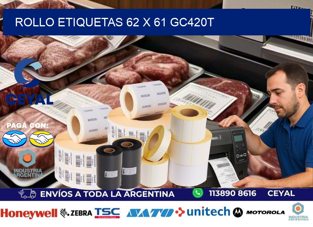 Rollo etiquetas 62 x 61 gc420t