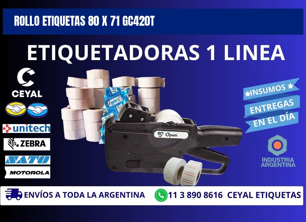Rollo etiquetas 80 x 71 gc420t