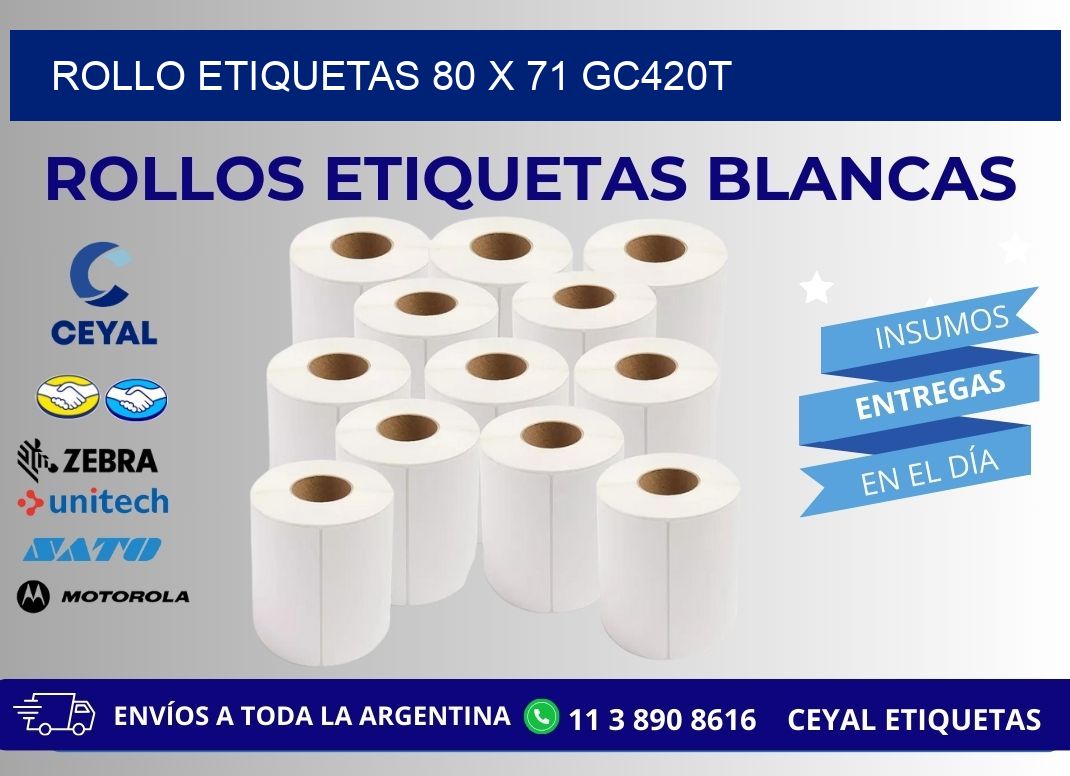 Rollo etiquetas 80 x 71 gc420t
