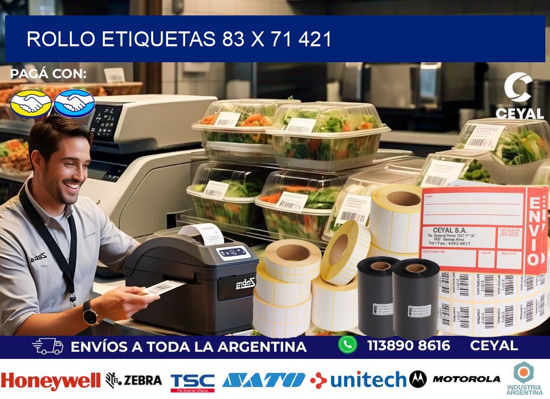 Rollo etiquetas 83 x 71 421