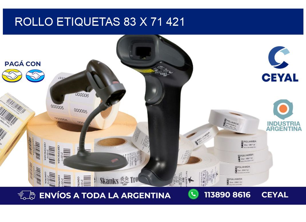 Rollo etiquetas 83 x 71 421