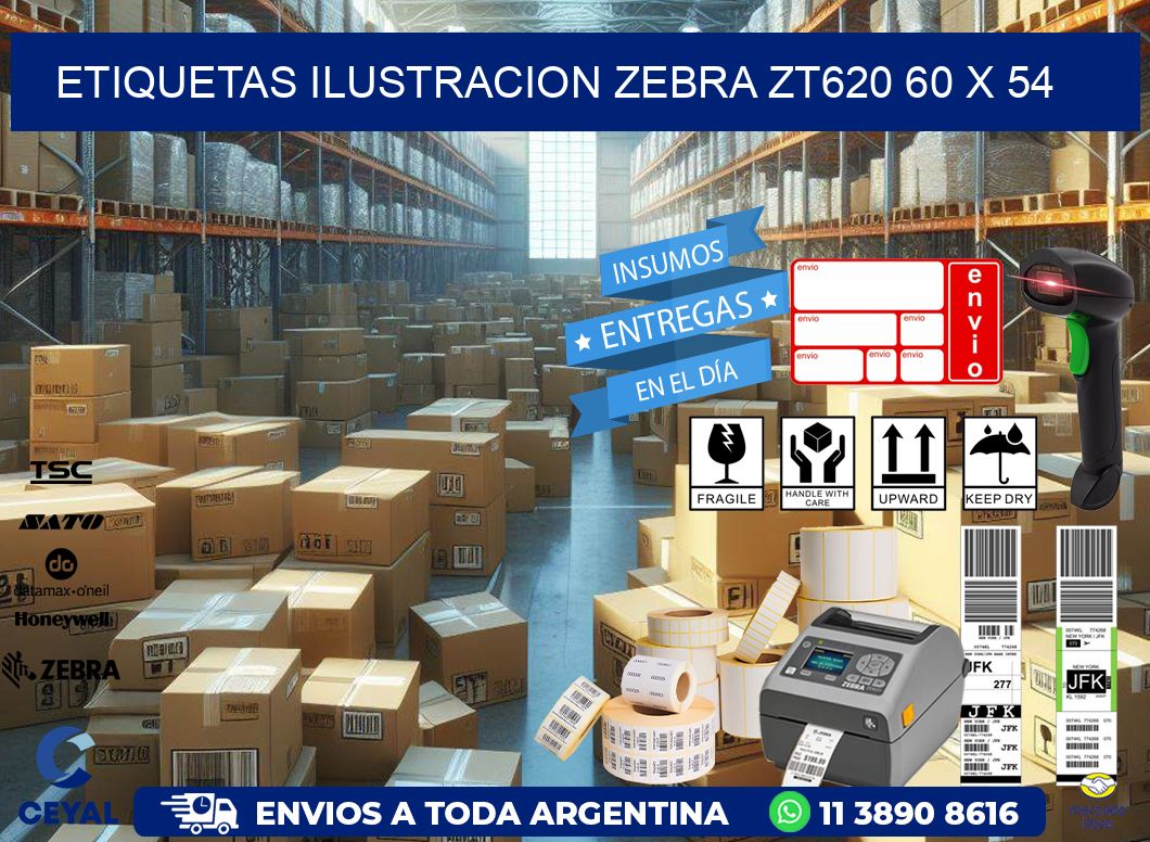 ETIQUETAS ILUSTRACION ZEBRA ZT620 60 x 54