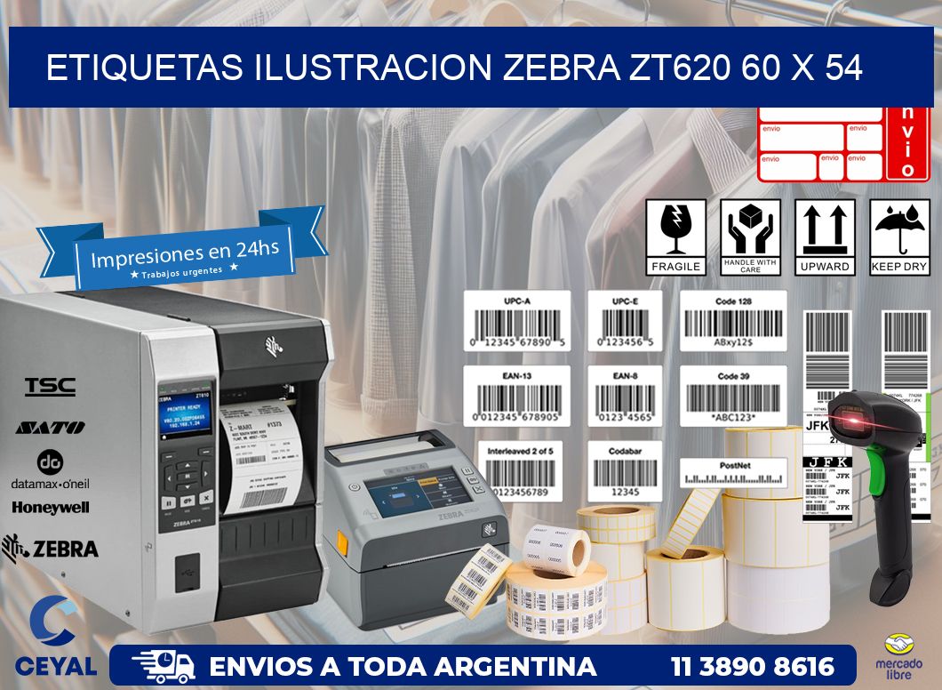 ETIQUETAS ILUSTRACION ZEBRA ZT620 60 x 54