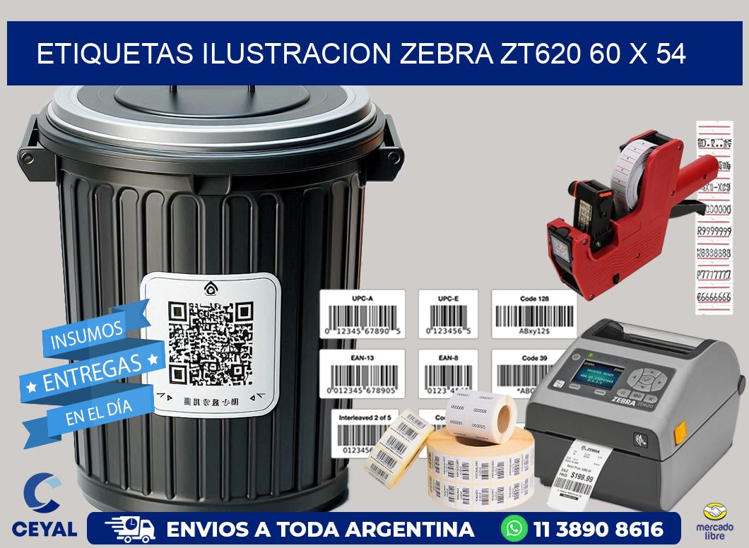 ETIQUETAS ILUSTRACION ZEBRA ZT620 60 x 54