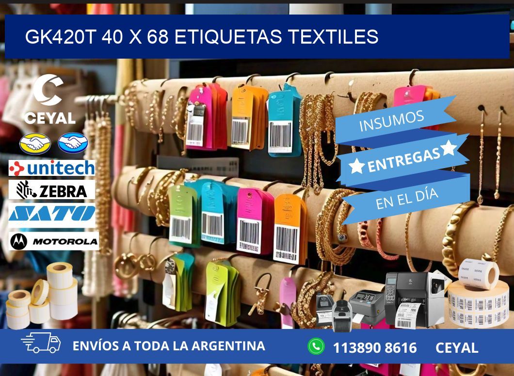 GK420T 40 x 68 ETIQUETAS TEXTILES