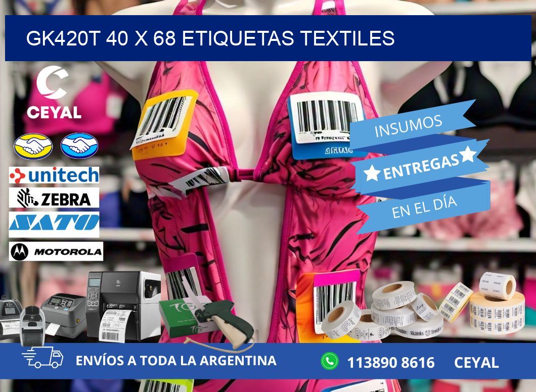 GK420T 40 x 68 ETIQUETAS TEXTILES