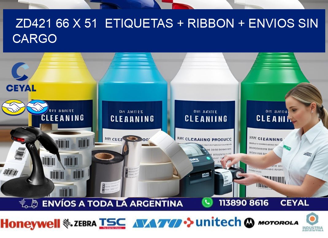 ZD421 66 x 51  etiquetas + ribbon + envios sin cargo