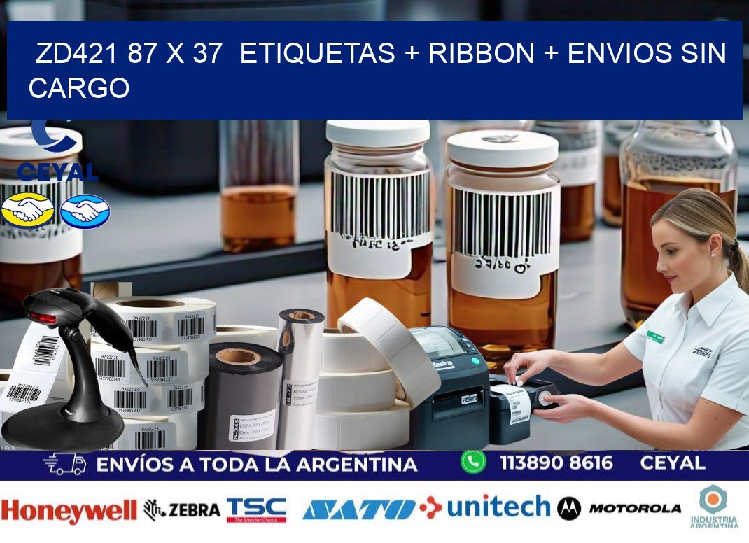 ZD421 87 x 37  etiquetas + ribbon + envios sin cargo