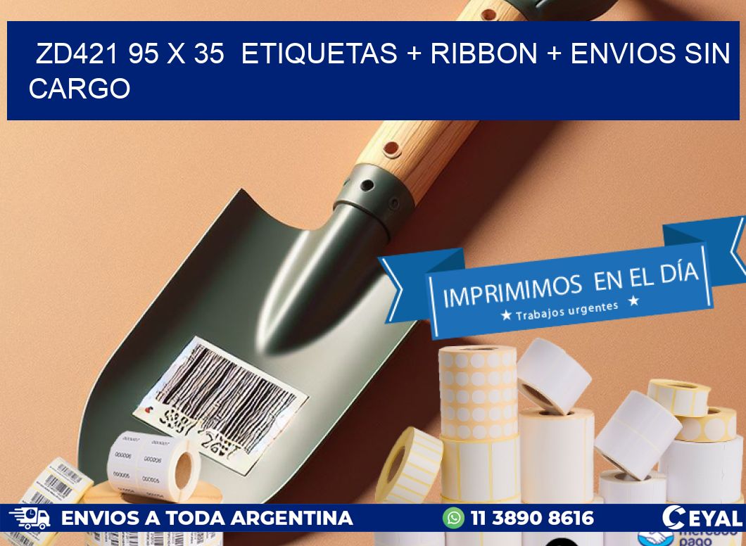 ZD421 95 x 35  etiquetas + ribbon + envios sin cargo
