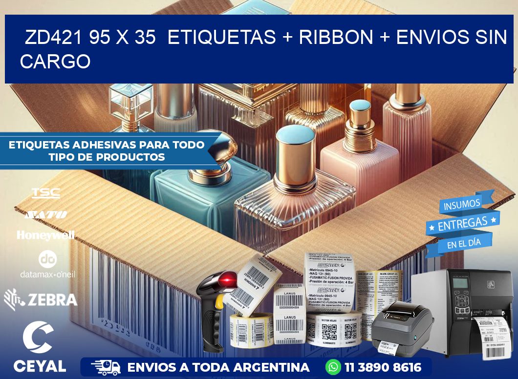 ZD421 95 x 35  etiquetas + ribbon + envios sin cargo
