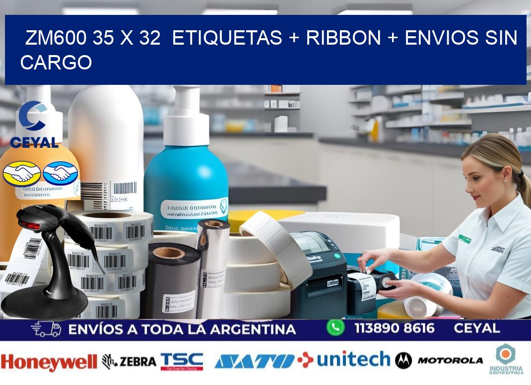 ZM600 35 x 32  etiquetas + ribbon + envios sin cargo