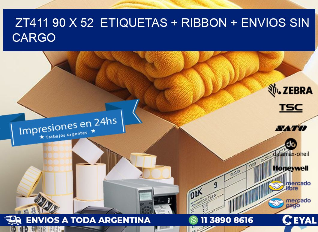 ZT411 90 x 52  etiquetas + ribbon + envios sin cargo