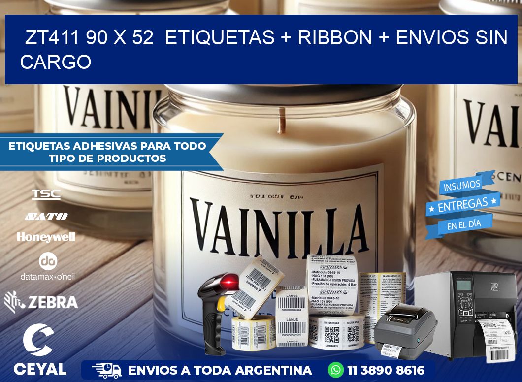ZT411 90 x 52  etiquetas + ribbon + envios sin cargo
