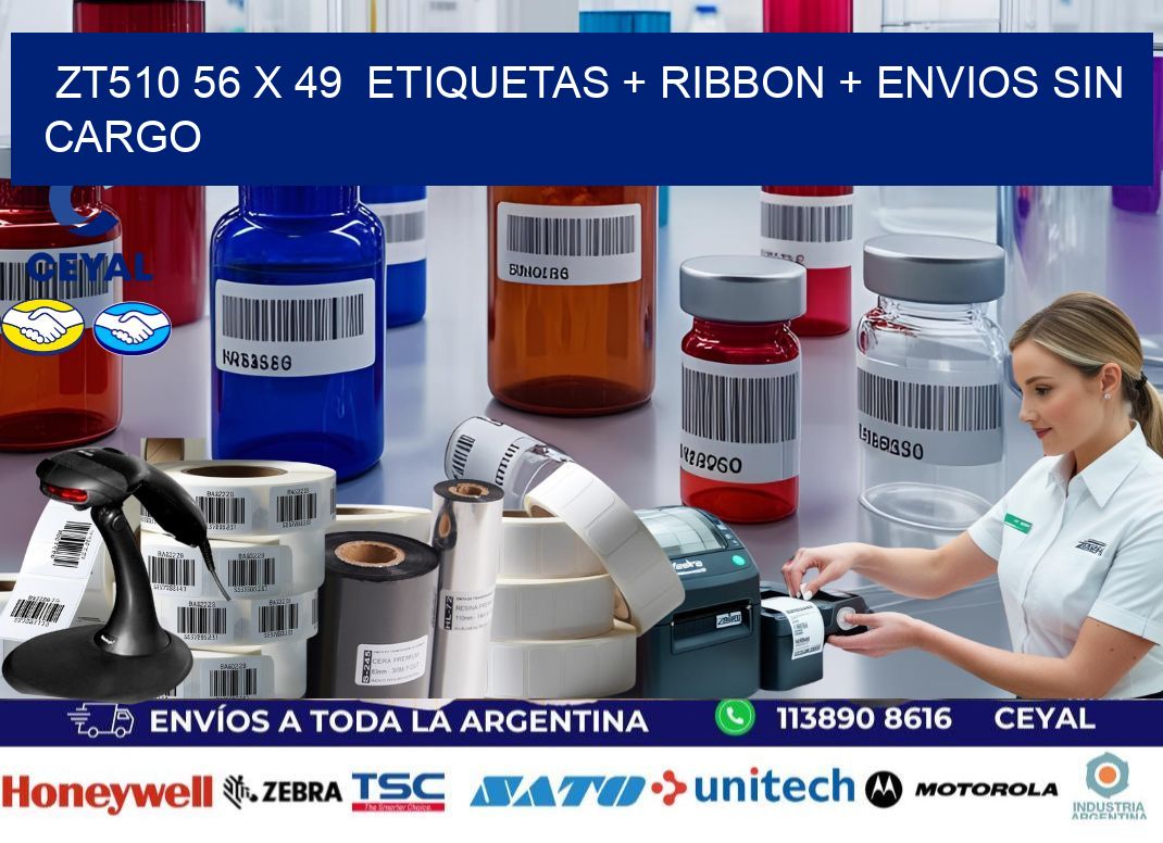 ZT510 56 x 49  etiquetas + ribbon + envios sin cargo