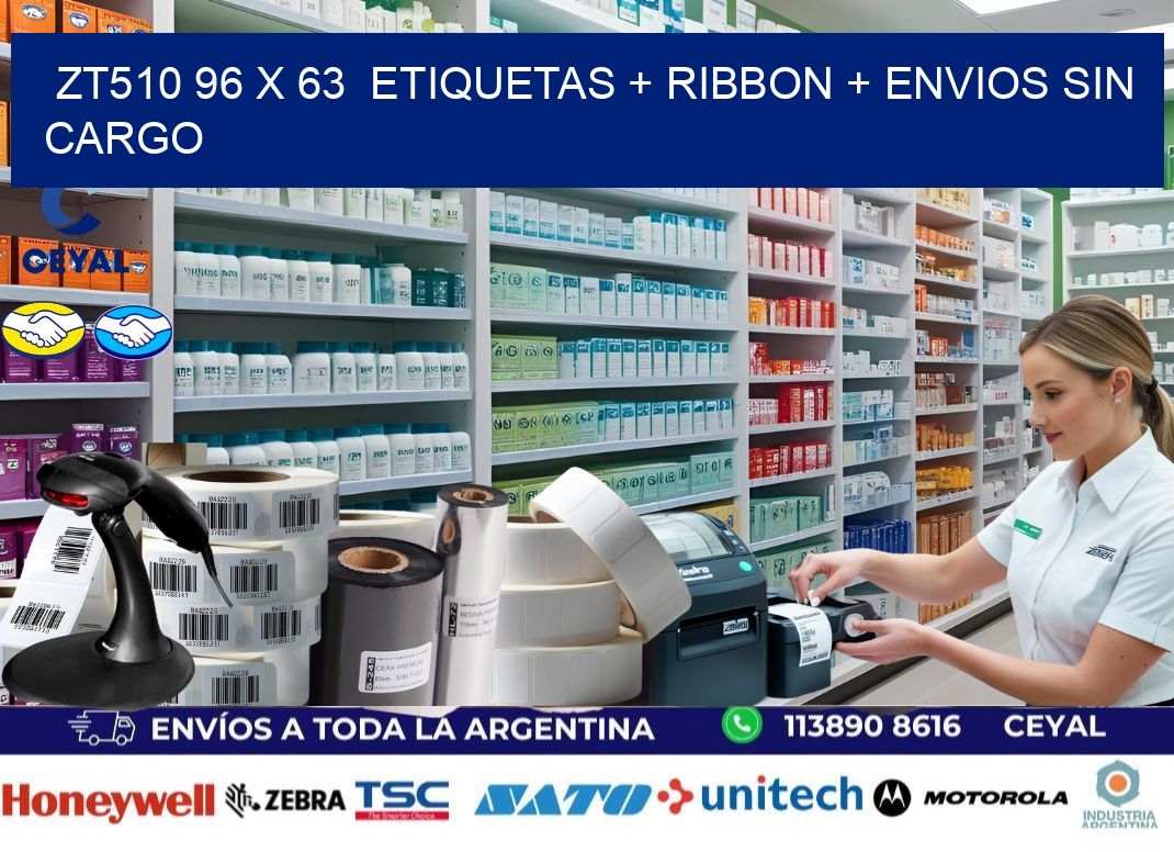 ZT510 96 x 63  etiquetas + ribbon + envios sin cargo