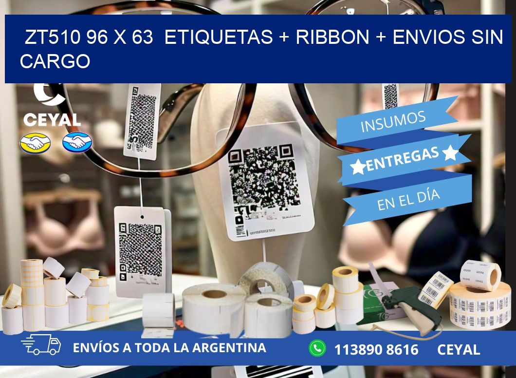 ZT510 96 x 63  etiquetas + ribbon + envios sin cargo