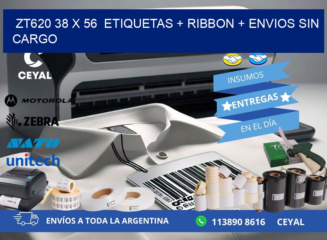 ZT620 38 x 56  etiquetas + ribbon + envios sin cargo