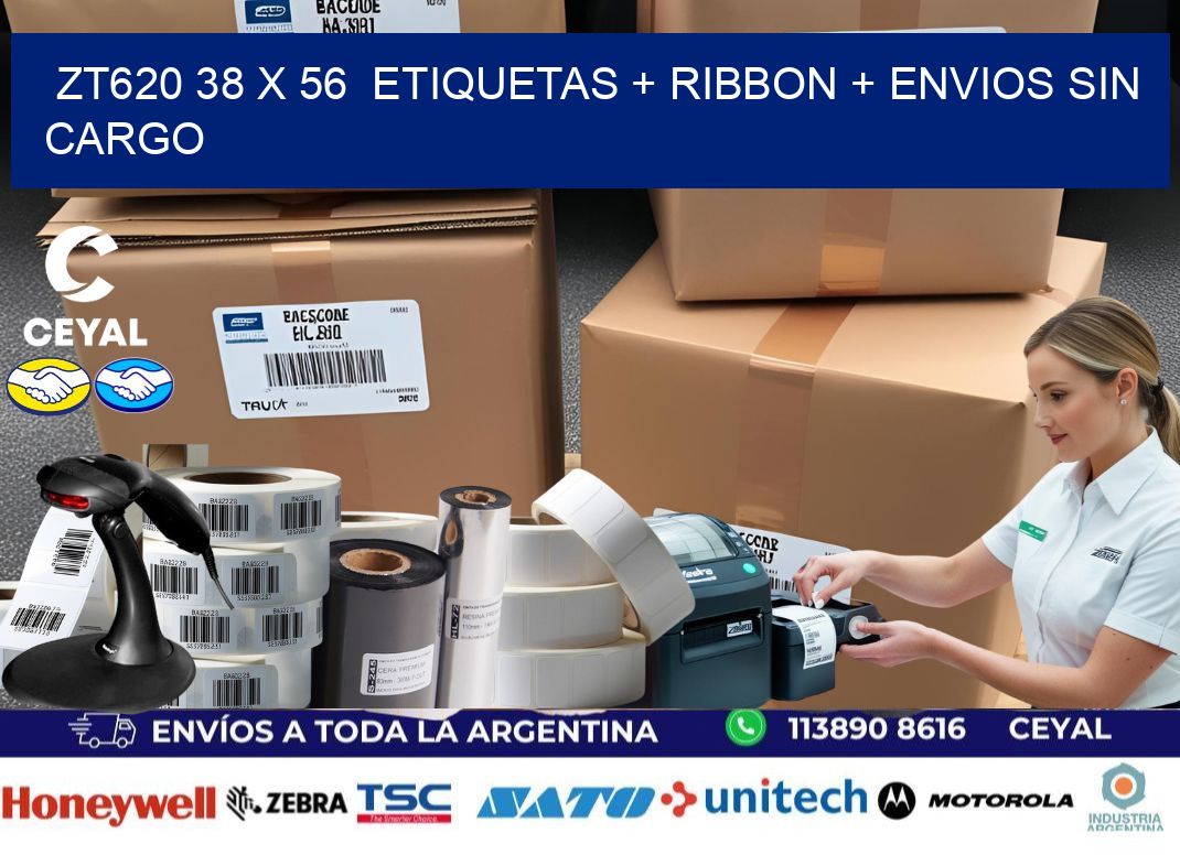 ZT620 38 x 56  etiquetas + ribbon + envios sin cargo