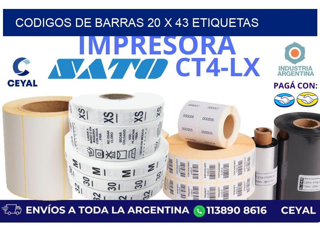 codigos de barras 20 x 43 etiquetas