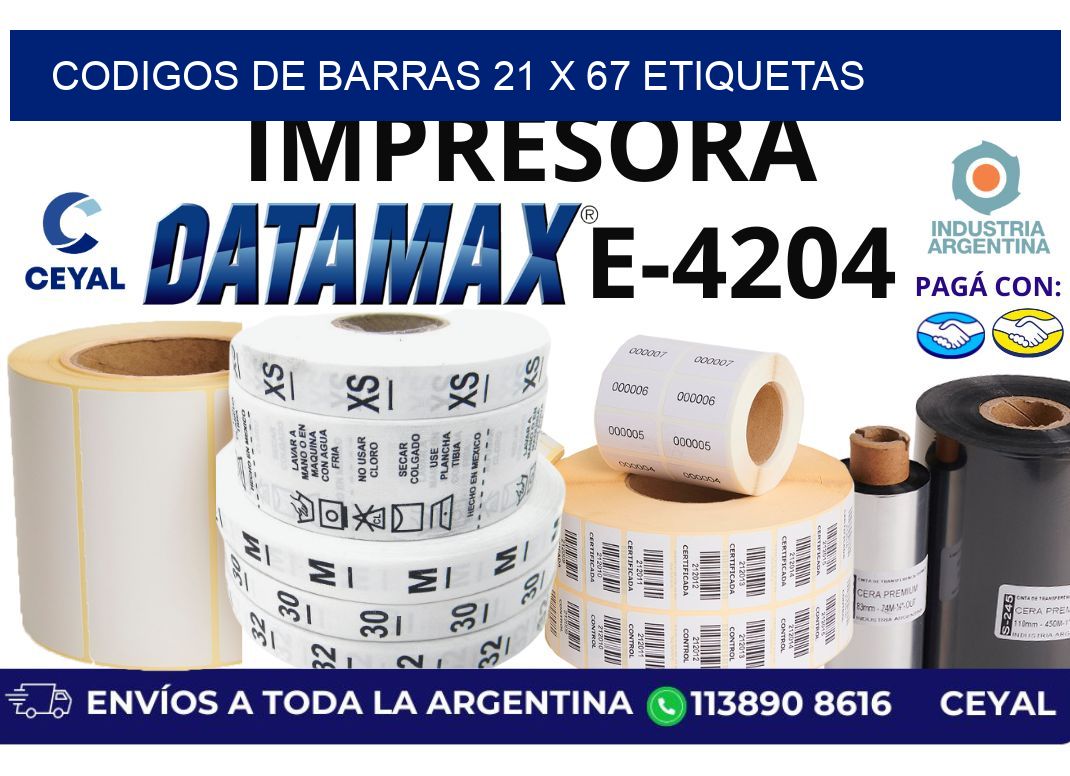 codigos de barras 21 x 67 etiquetas
