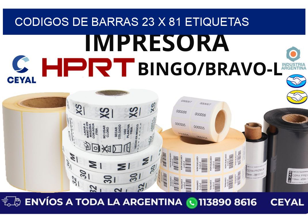 codigos de barras 23 x 81 etiquetas
