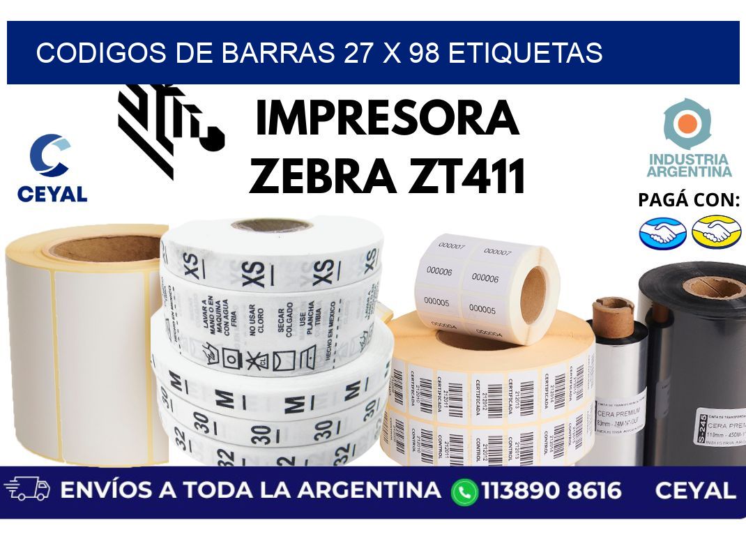 codigos de barras 27 x 98 etiquetas