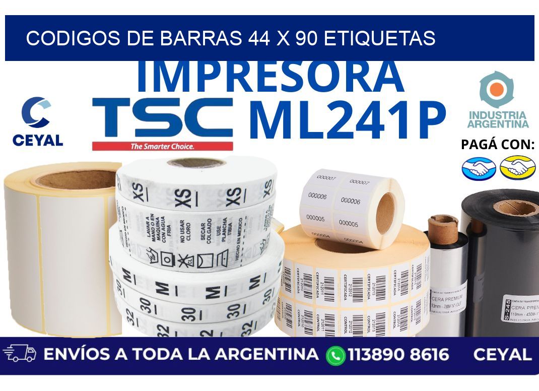 codigos de barras 44 x 90 etiquetas