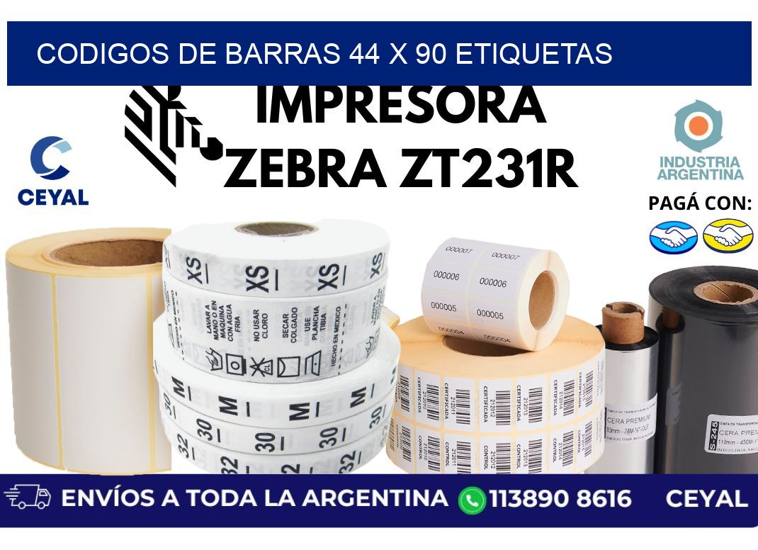 codigos de barras 44 x 90 etiquetas