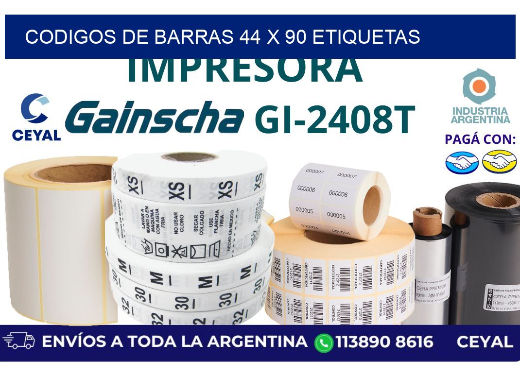 codigos de barras 44 x 90 etiquetas