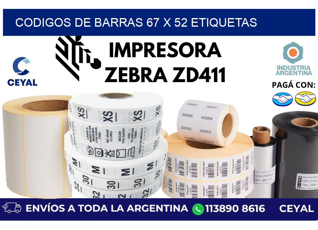 codigos de barras 67 x 52 etiquetas