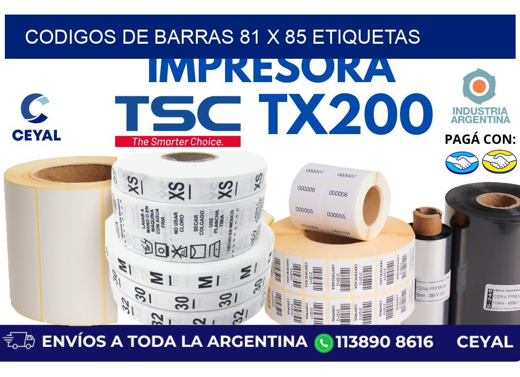 codigos de barras 81 x 85 etiquetas