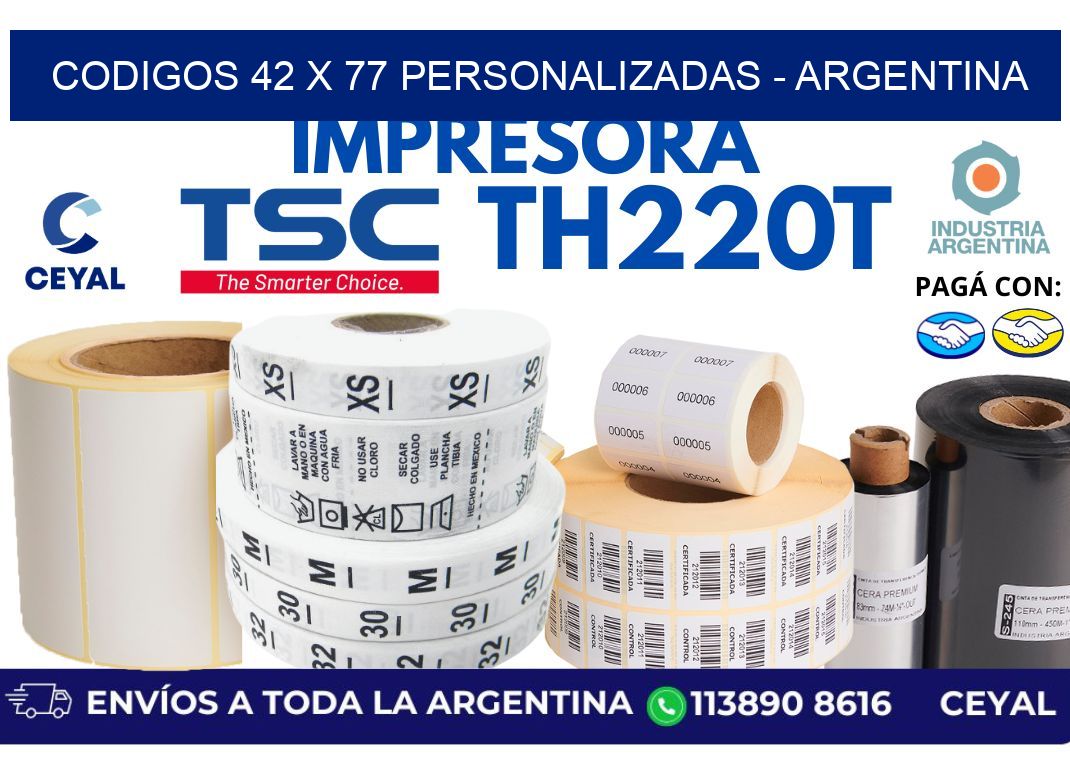 codigos 42 x 77 personalizadas - Argentina