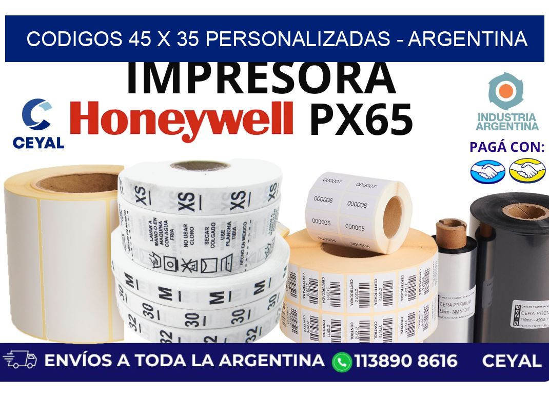 codigos 45 x 35 personalizadas - Argentina