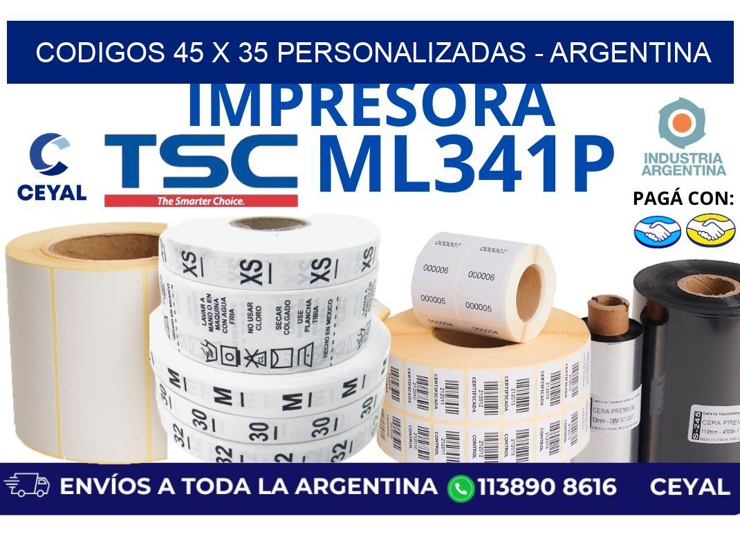 codigos 45 x 35 personalizadas - Argentina