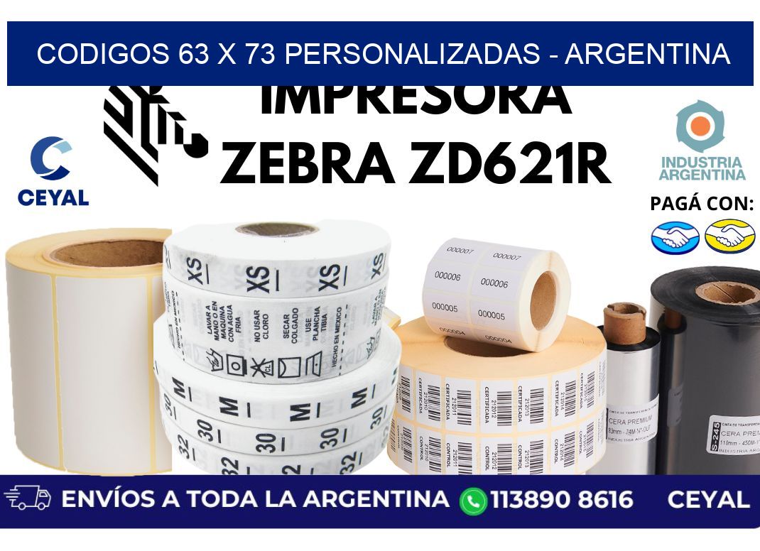 codigos 63 x 73 personalizadas - Argentina