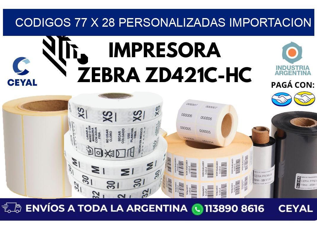 codigos 77 x 28 personalizadas importacion
