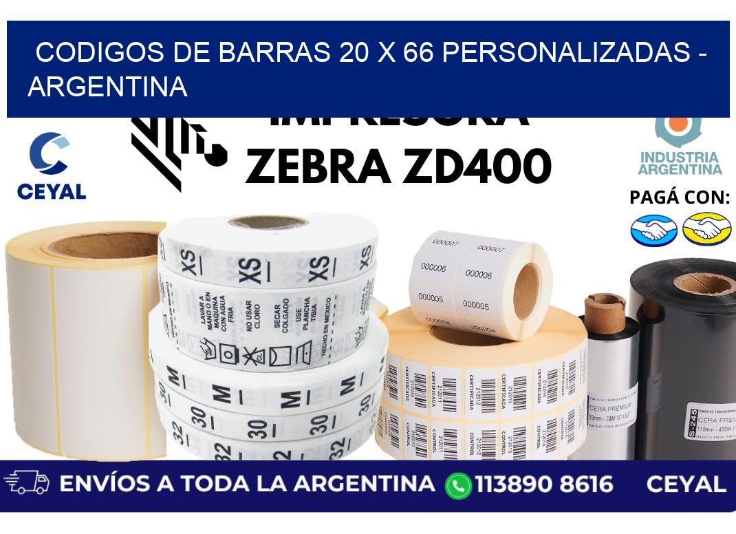 codigos de barras 20 x 66 personalizadas – Argentina