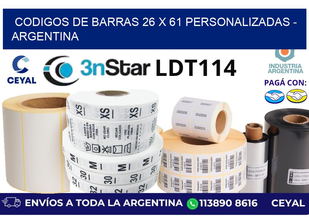 codigos de barras 26 x 61 personalizadas - Argentina