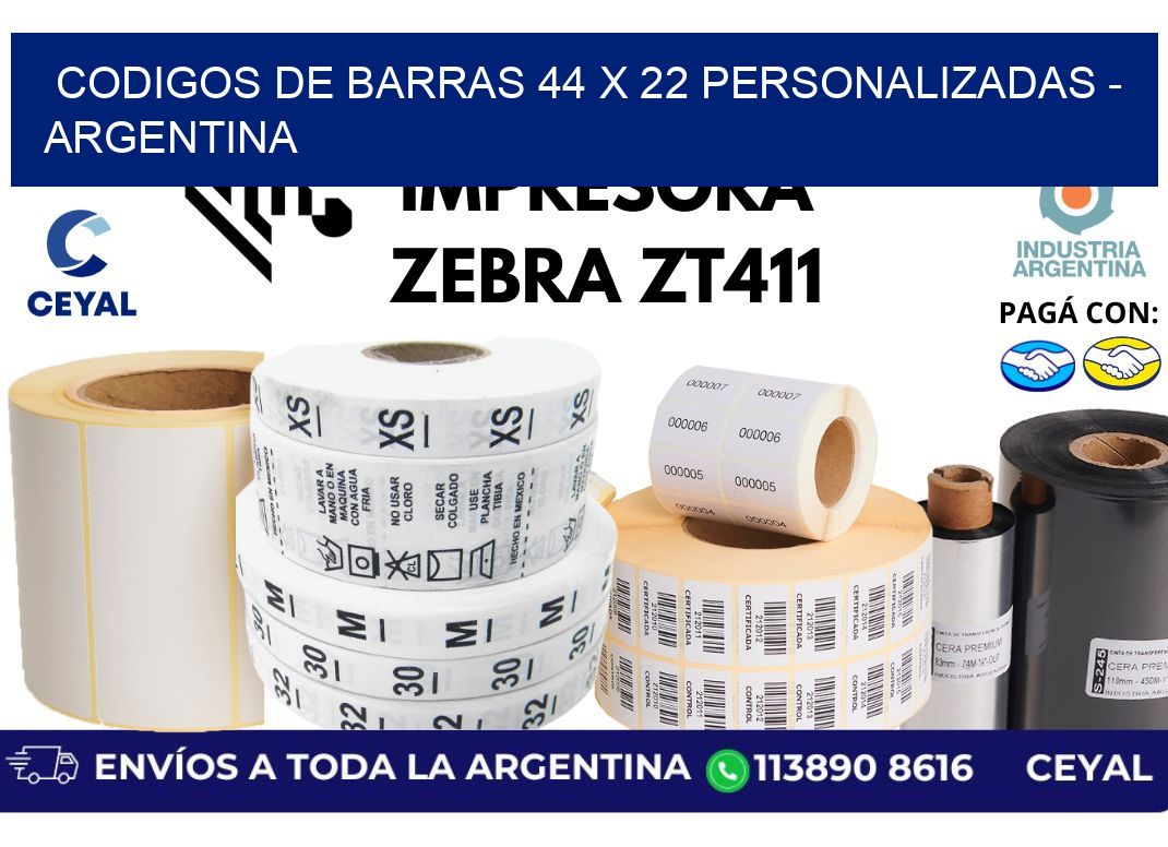 codigos de barras 44 x 22 personalizadas - Argentina