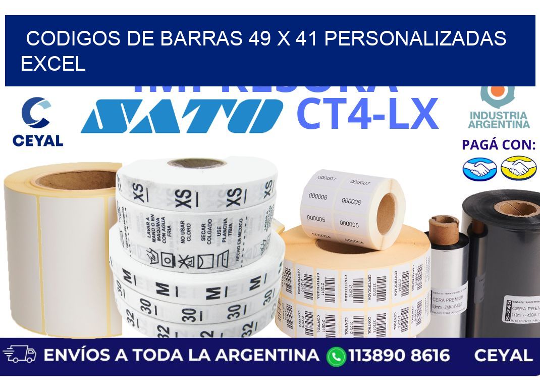 codigos de barras 49 x 41 personalizadas excel