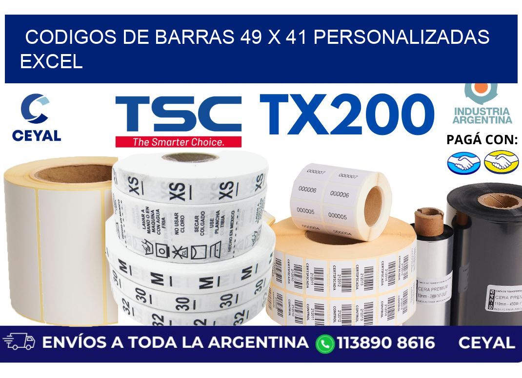 codigos de barras 49 x 41 personalizadas excel