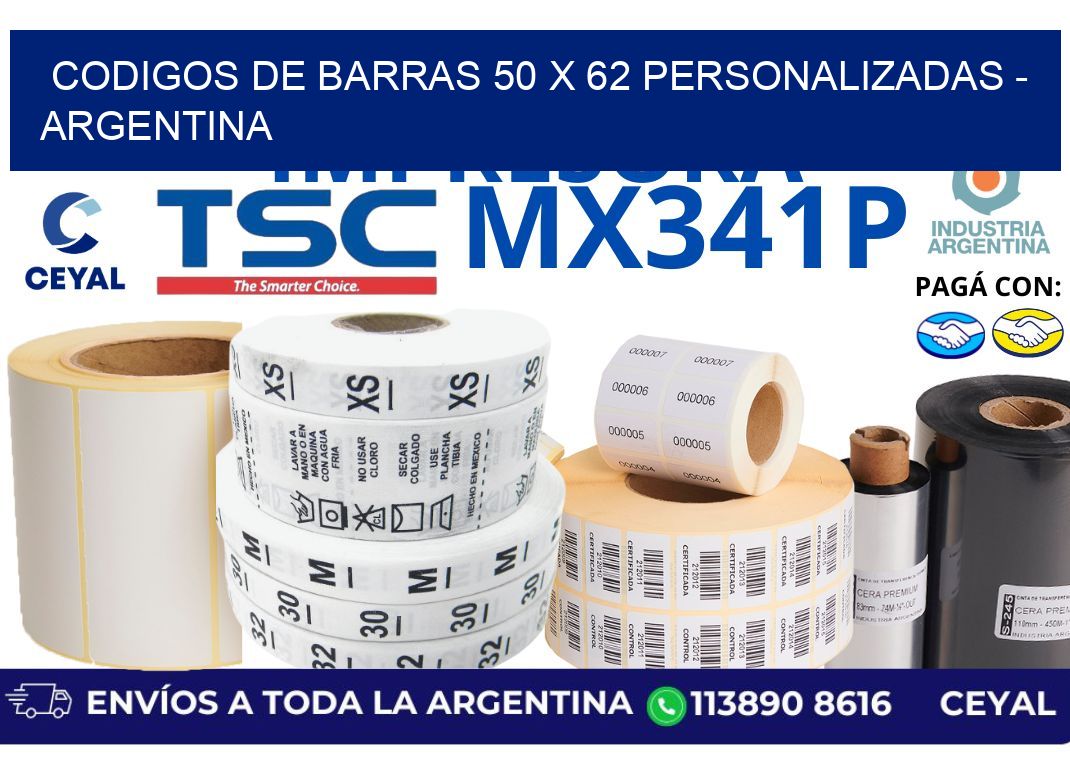 codigos de barras 50 x 62 personalizadas - Argentina