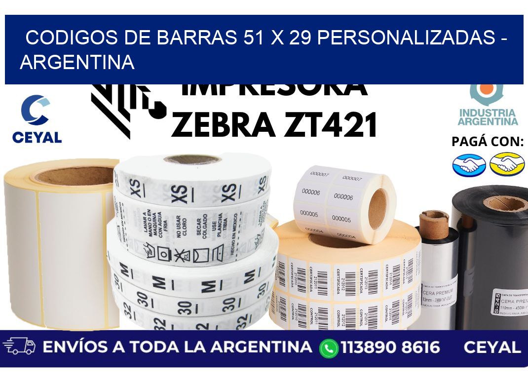 codigos de barras 51 x 29 personalizadas - Argentina