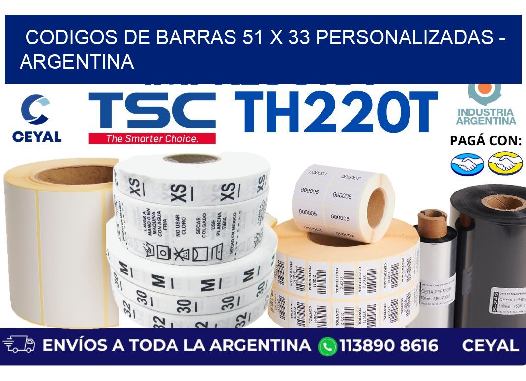 codigos de barras 51 x 33 personalizadas - Argentina