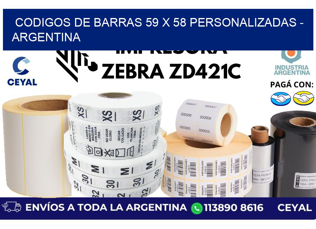 codigos de barras 59 x 58 personalizadas - Argentina