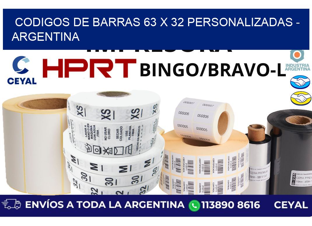 codigos de barras 63 x 32 personalizadas - Argentina
