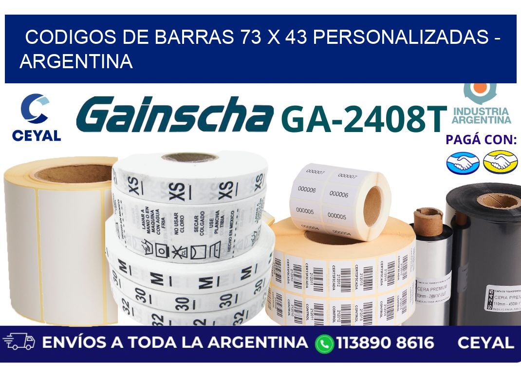 codigos de barras 73 x 43 personalizadas - Argentina