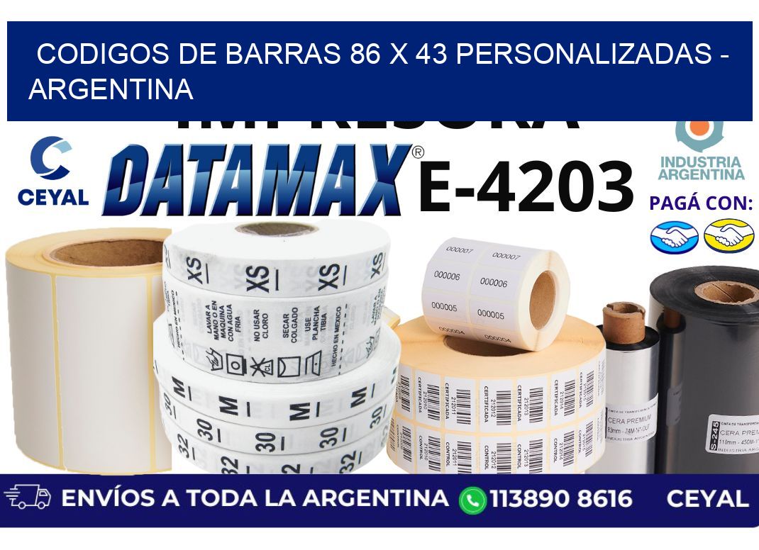 codigos de barras 86 x 43 personalizadas - Argentina