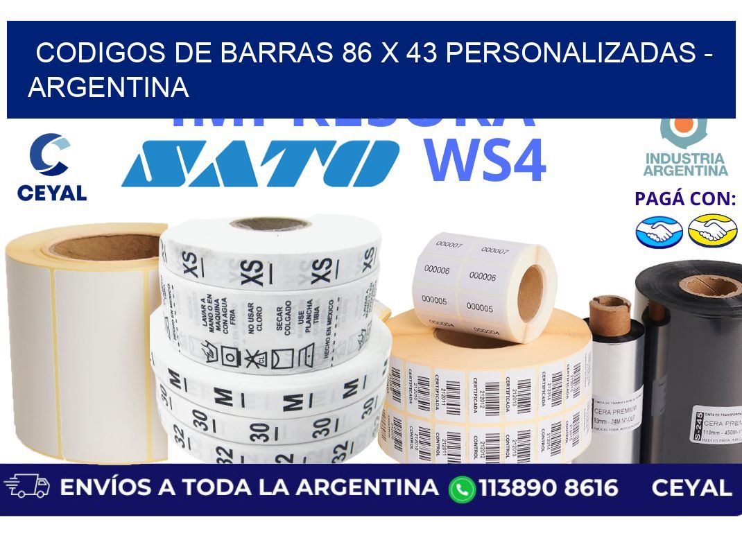 codigos de barras 86 x 43 personalizadas - Argentina