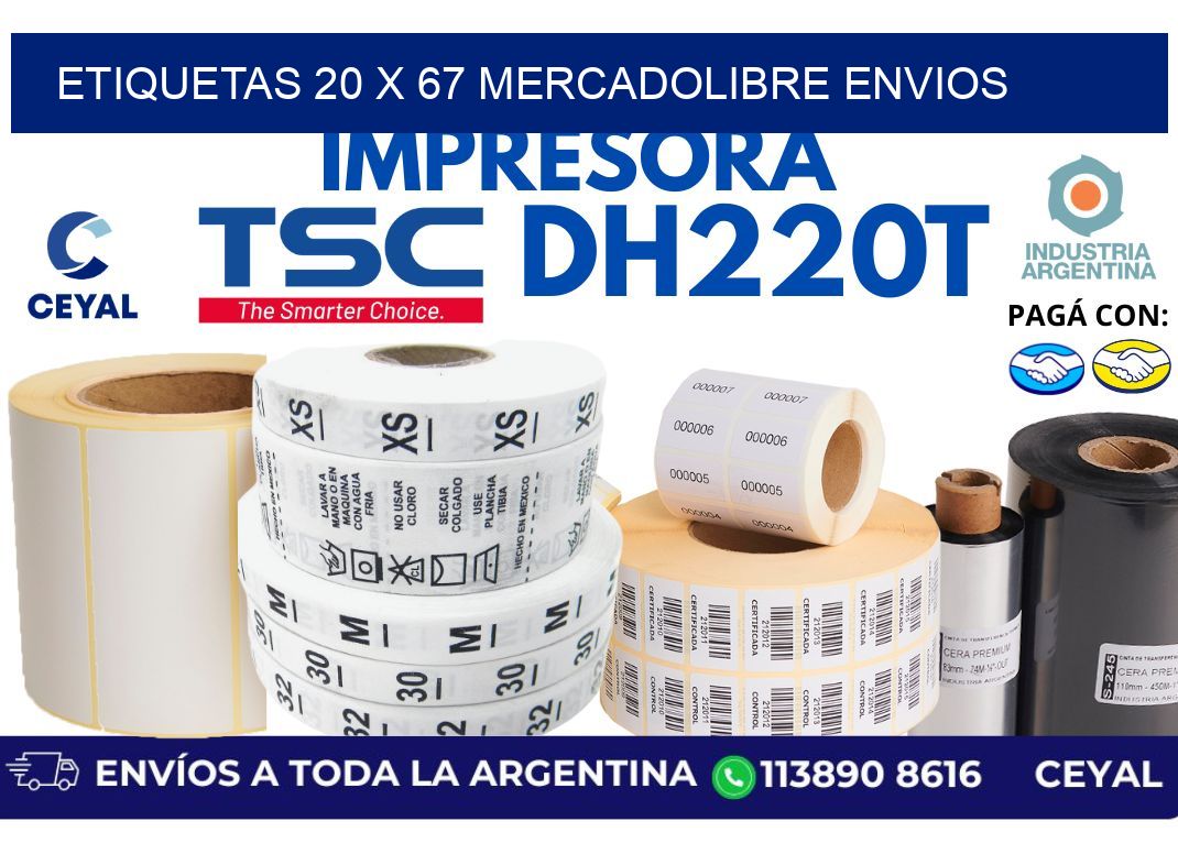 etiquetas 20 x 67 mercadolibre envios